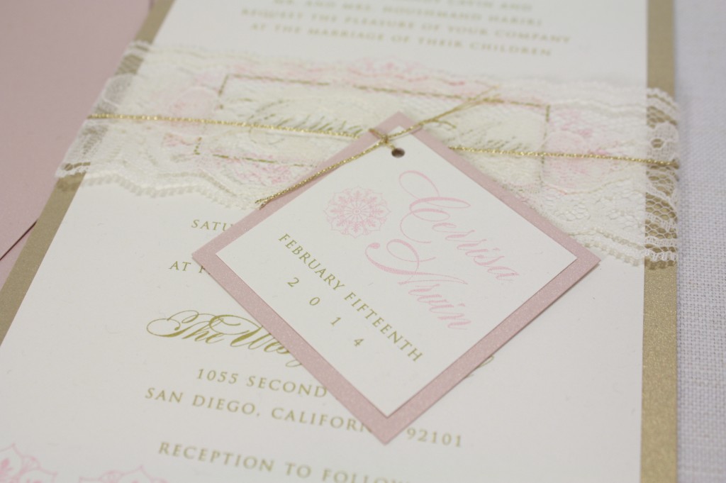 lace, blush invitations