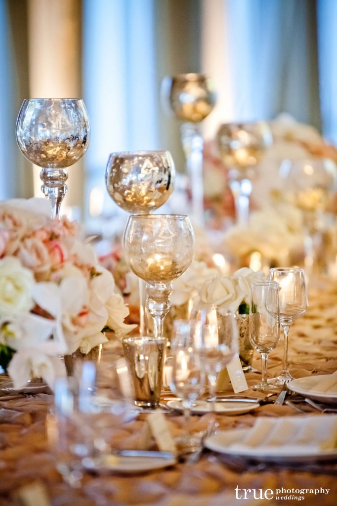blush pink and gold table setting