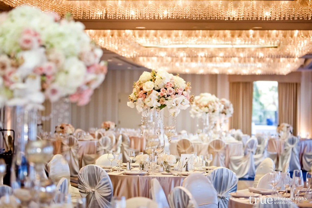 blush pink and gold ballroom