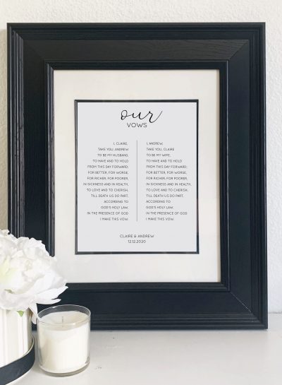 Our Vows Printed and Framed
